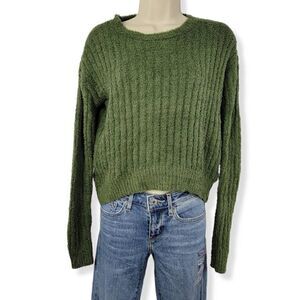 Crave Fame Green Ribbed Textured Sweater XS Junior